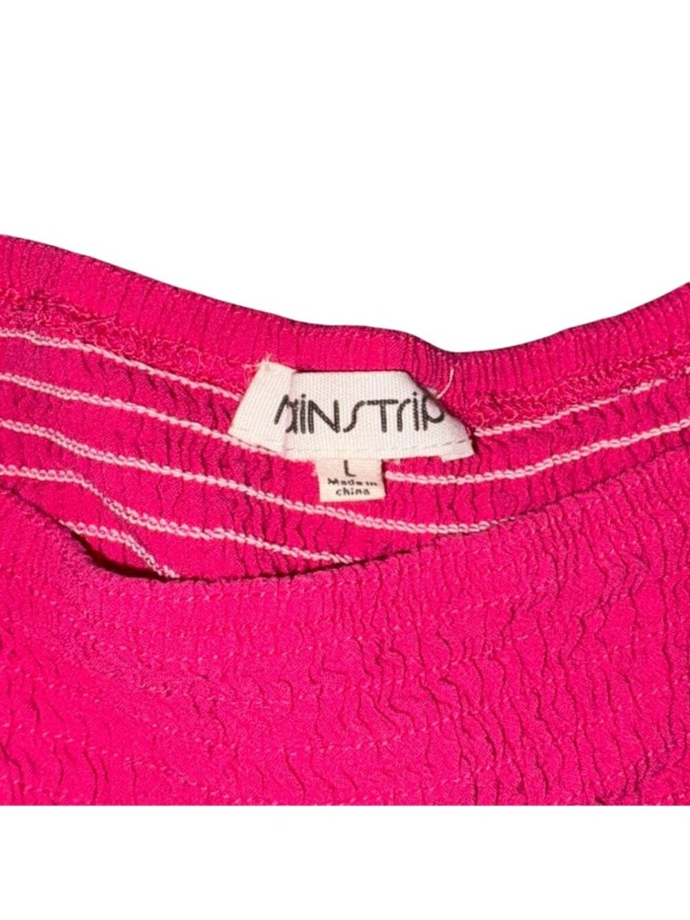 Main Strip Color Block Ruffle Dress-Pink/Orange-Large-GUC - Picture 3 of 7